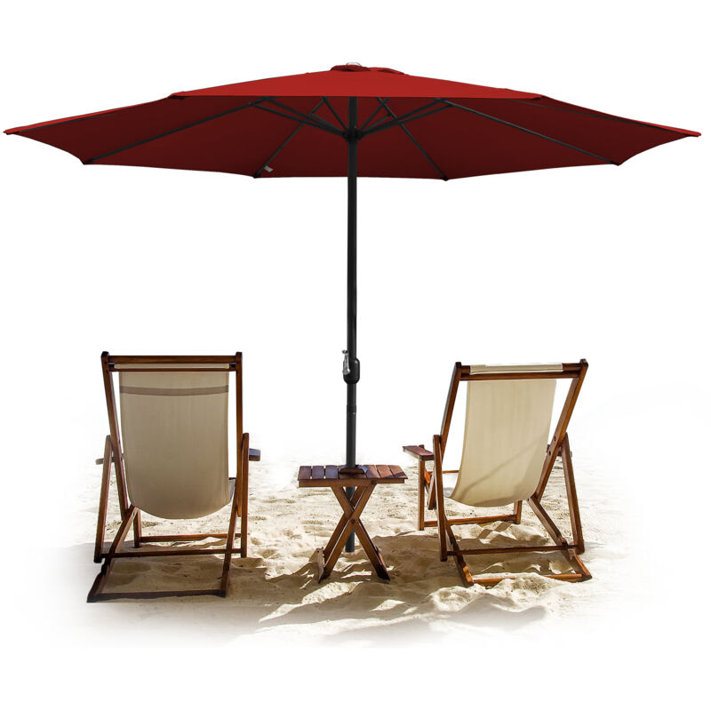 Tolletour - Parasol de Jardin Dia 350 cm Strucutre en Métal Robuste Anti-UV, Rouge, Parasol de plage
