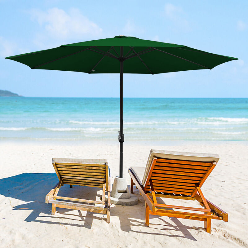 Parasol droit d'Extérieur 3.5m - mât central en aluminium orientable et manivelle d'ouverture, Vert - Hengda