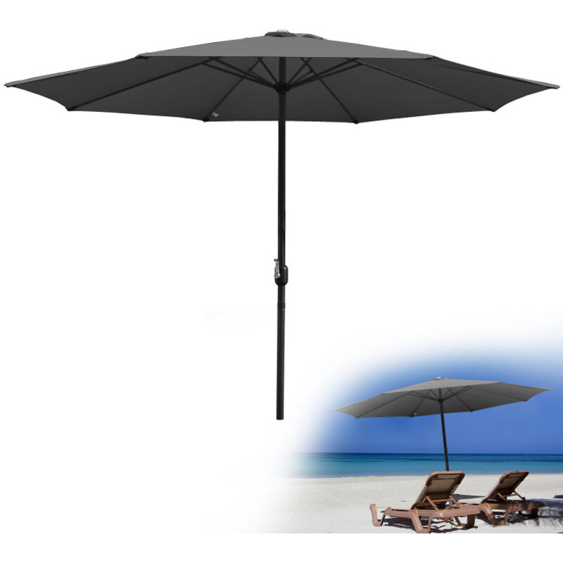 Parasol Inclinable de hawaïen 3,5M--Protection Solaire upf 30+ pour Plage de sable/Jardin/Terrasse/Plage, Gris