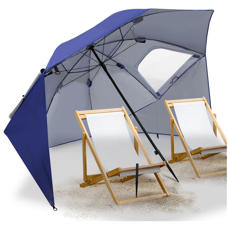 Swanew - Parasol parasol de jardin camping résistant aux intempéries jardin balcon parasol acier 210cm - Bleu