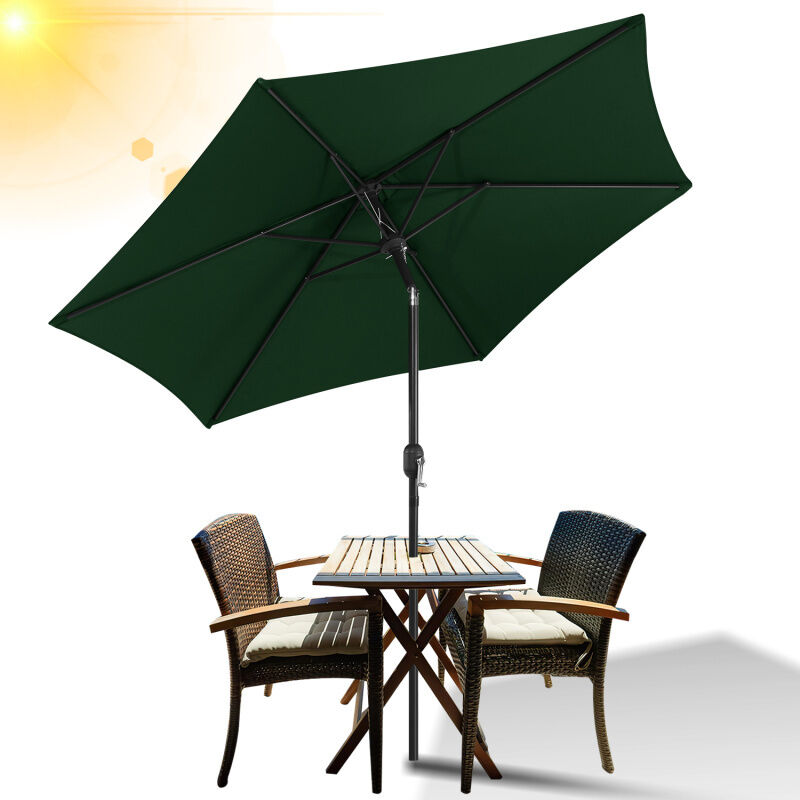 Parasol de jardin rond,protection uv jusqu'à UV30+, Inclinable,acve support,270cm,Vert - Tolletour