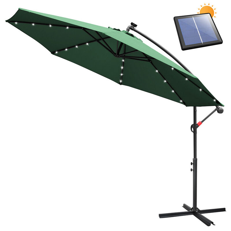 Parasol Deporté Jardin Pavillon de jardin avec éclairage led 350cm - Vert - Tolletour