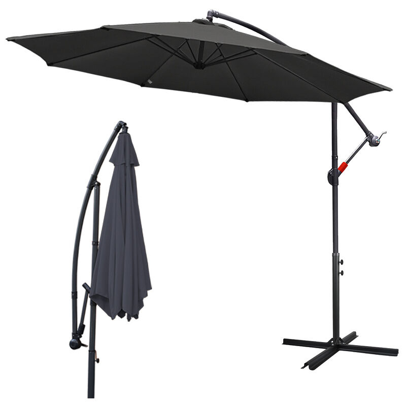 TolleTour Parasol Deporté Jardin Pavillon 350 cm - Gris