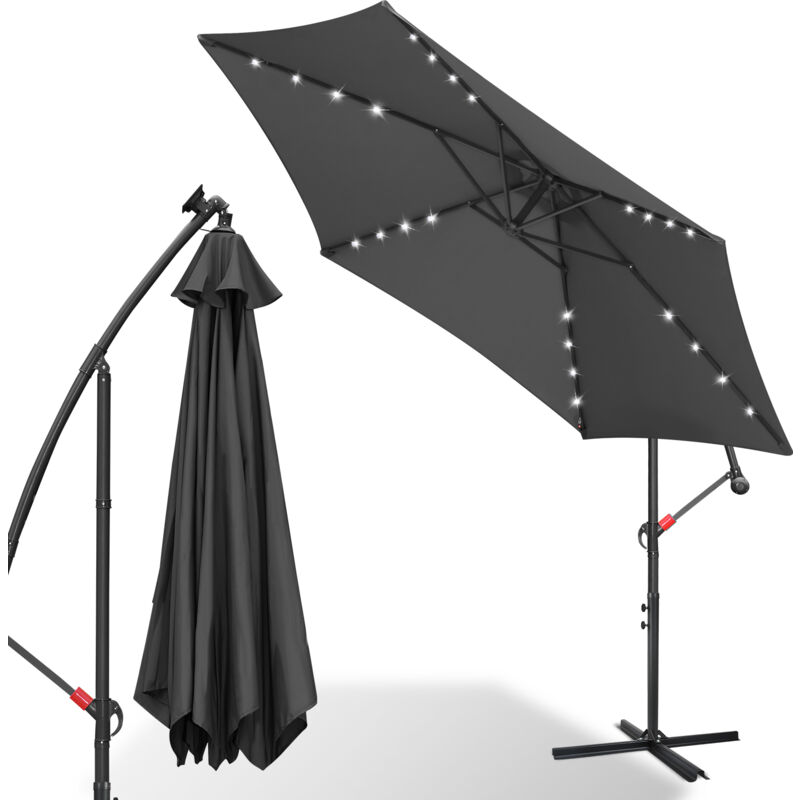 Parasol Deporte led solaire Protection uv et résistant aux intempéries Ø300cm Gris - Tolletour
