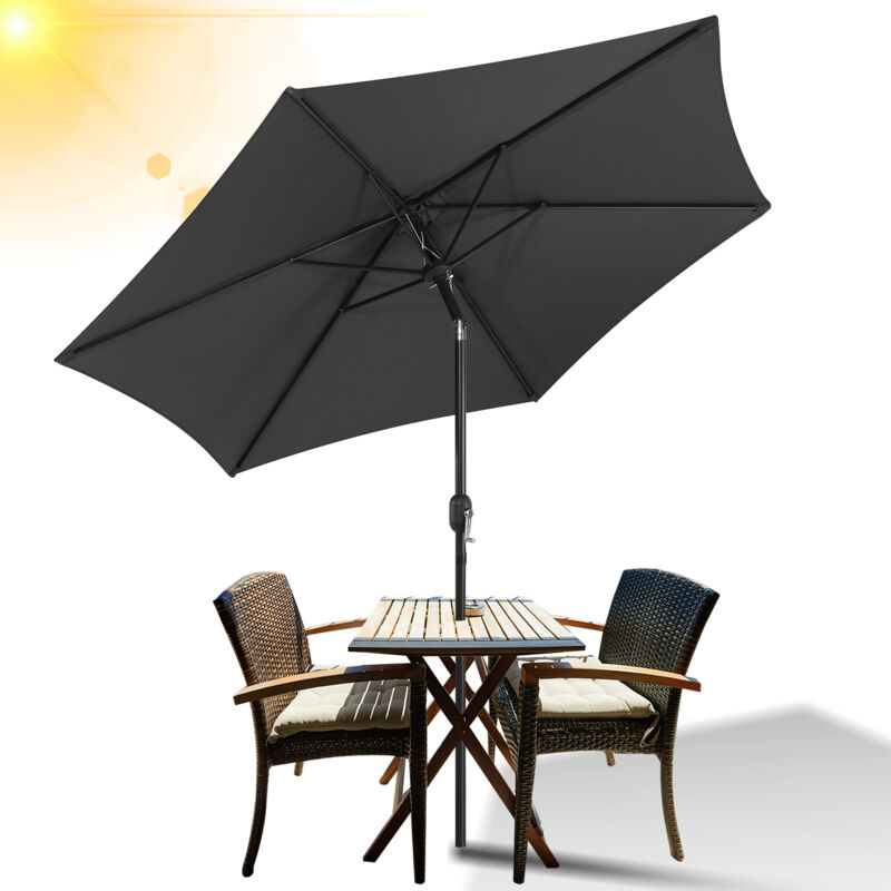 Parasol Droit jardin avec protection uv et fonction inclinable Ø270cm Gris - Tolletour