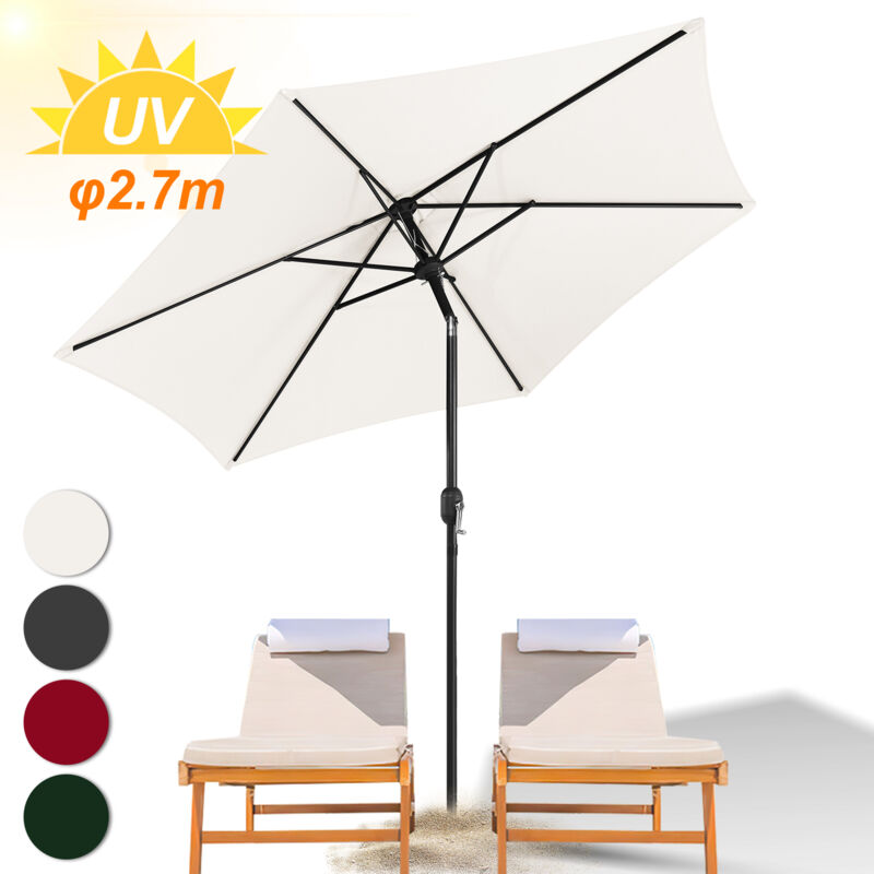 Parasol de jardin - Parasol - Résistantes à Intempéries - ø 270 cm - Beige, Parasol de plage - Tolletour