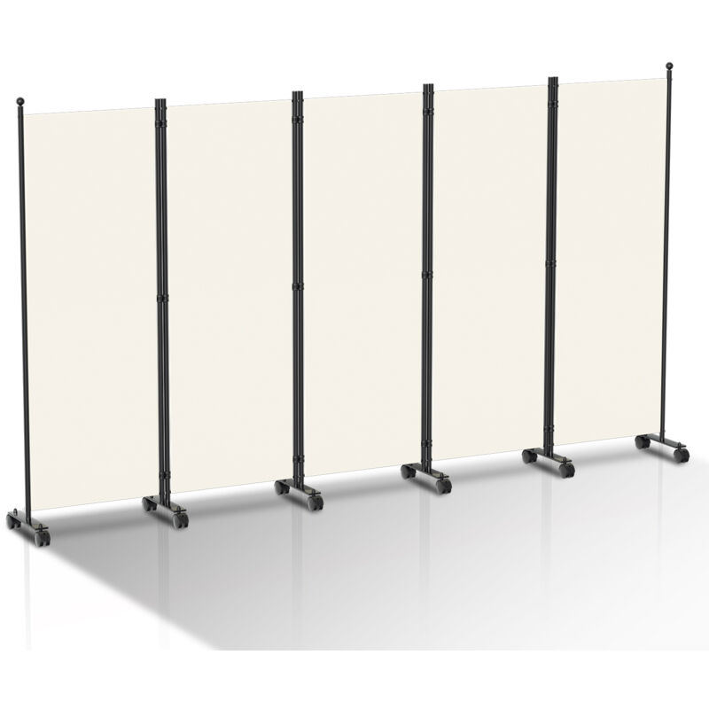 Tolletour - Paravent avec roulettes séparateur de pièce Cloison Paravent écran de confidentialité Écran pour Jardin Beige 284x181 cm