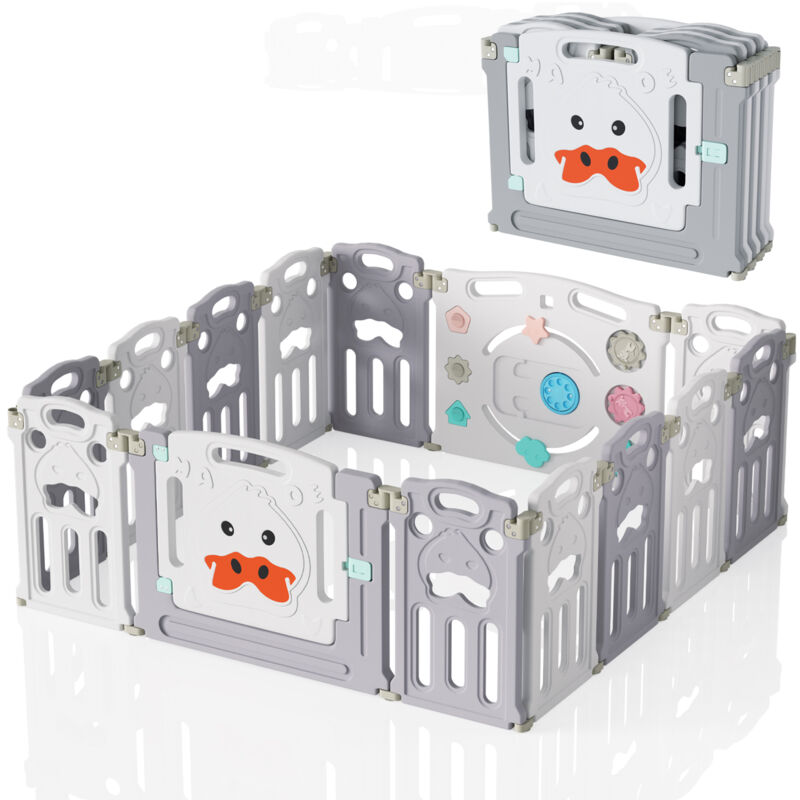 Parc Bébé Pliable, Parc Enfant Modulable avec, pour Intérieur et Extérieur Parc en Plastique sans bpa 12+2 Panneaux - Tolletour