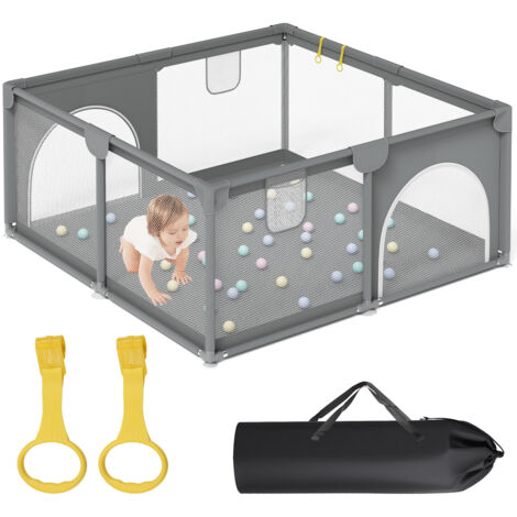 TolleTour Parco giochi pieghevole 130 x 130cm con base antiscivolo, stabile, borsa per il trasporto - Adatto per interni ed esterni Parco giochi con barriere