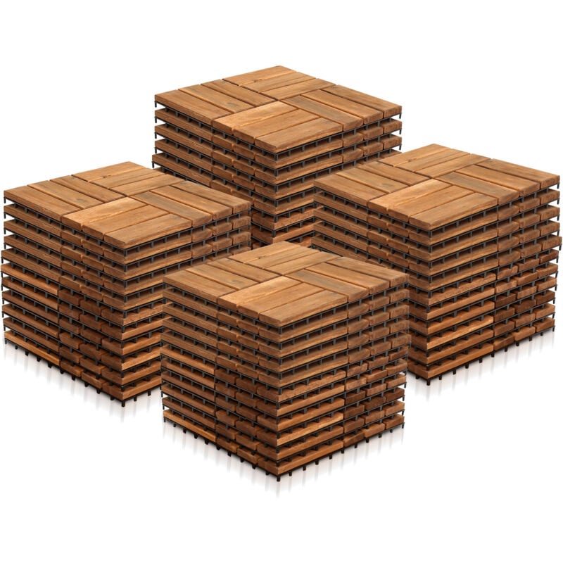 Swanew Lot de 44 dalles en bois d'acacia 4m² classique résistant aux intempéries 30x30x2.4cm