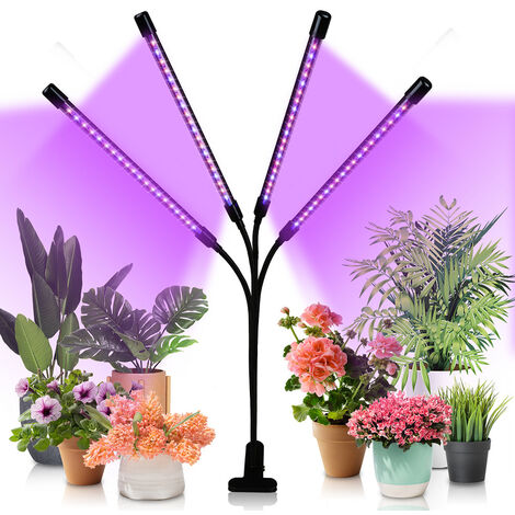 TolleTour Pflanzenlampe 40W LED Vollspektrum Pflanzenlicht 80 LEDs, 4 Köpfe Grow Lampe Pflanzenleuchte Wachstumslampe für Pflanzen, 10 Dimmstufen LED Grow Light für Zimmerpflanzen, Gartenarbeit, Gewäc - Schwarz