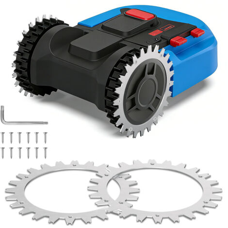 TolleTour Piastre Antiscivolo Ruote Robot Rasaerba Set 2 Pezzi Argento Acciaio Manganese