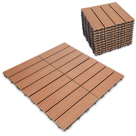 TolleTour Piastrelle per patio, piastrelle in legno ad incastro, piastrelle per pavimenti da 30 x 30 cm per giardino e patio, 77 pezzi