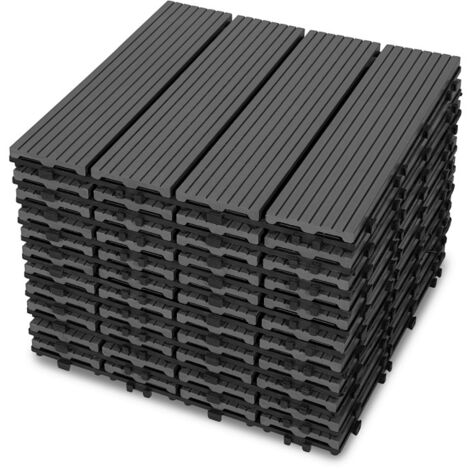 TolleTour Piastrelle per terrazza, set da 77 pezzi per terrazza da giardino, antracite, 30 x 30 cm - 7 m²