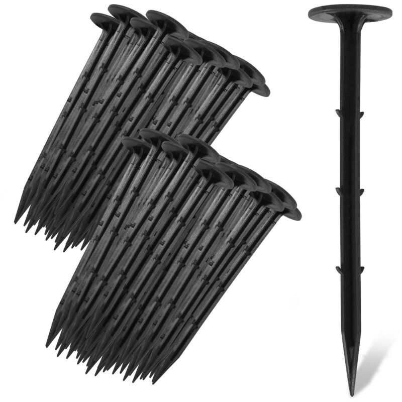 Piquets de fixation, sardines pour tente, piquet ancrage sol jardin, 16 cm, plastique, Noir (Lot de 400 ancres de fixation) - Tolletour