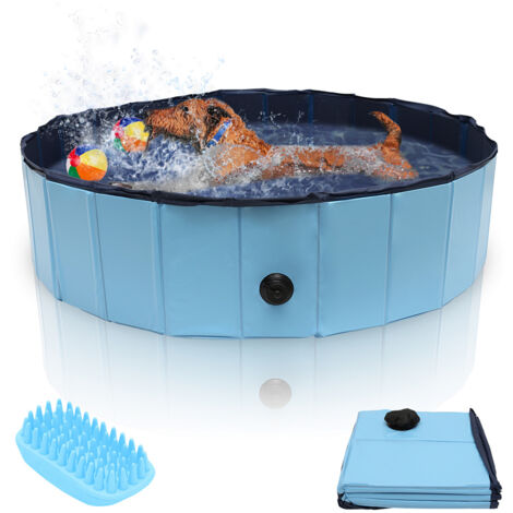 TolleTour Piscina pieghevole per cani in PVC antiscivolo, vasca per animali 120x30 cm, blu