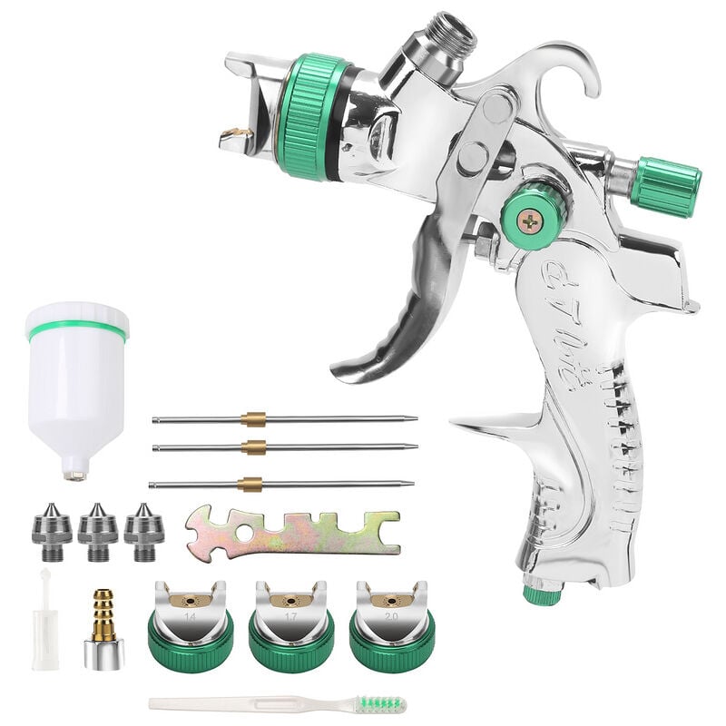Tolletour - Pistolet à peinture hvlp Pistolet de pulvérisation Pistolet à peinture professionnel 600ml 3 buses(1.4/1.7/2.0mm) 3 pièce