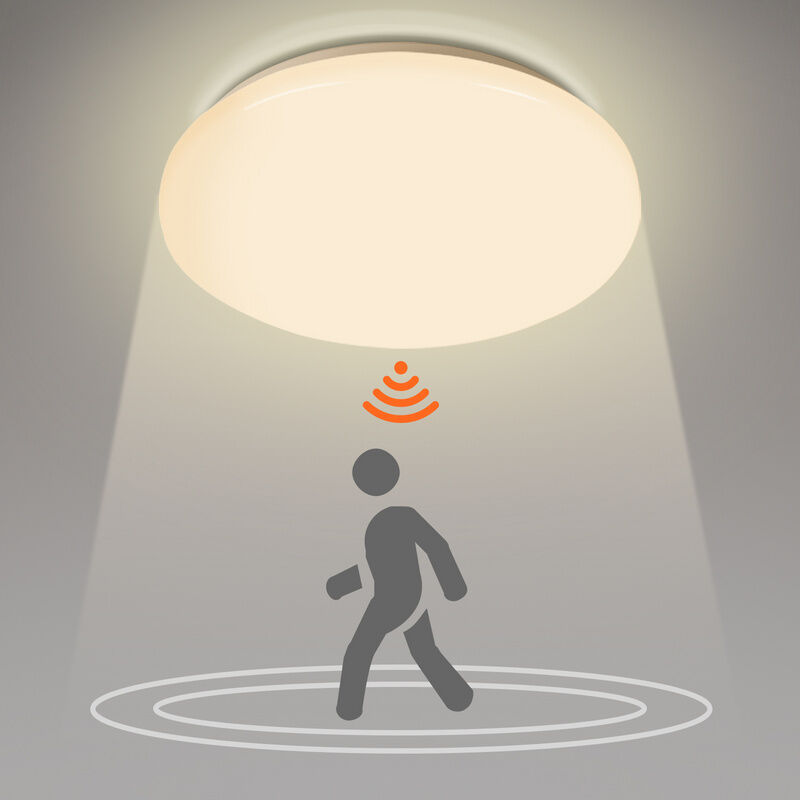 Plafonnier led 12W avec détecteur de mouvement Escalier Sensor Vestiaire Couloir Moderne - Tolletour