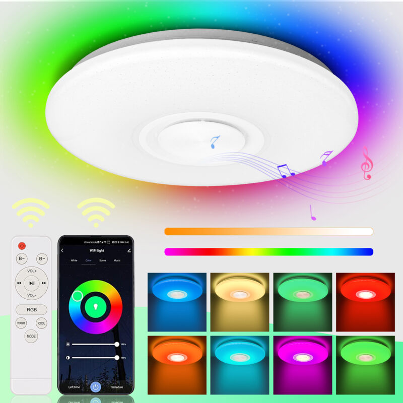 Plafonnier led avec musique bluetooth et haut parleur - 36W - avec télécommande - Tolletour