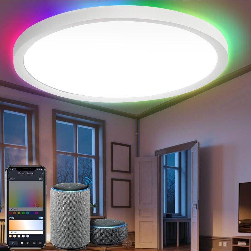 Tolletour - einfeben rétro-éclairé plafonnier Plafonnier led 24W dimmable Lampe de bureau rgb Plafonnier backlight Bureau