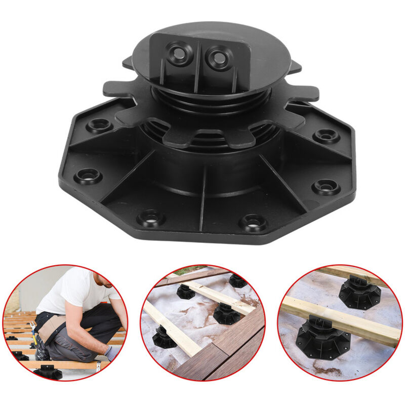 EINFEBEN Plots terrasse pour lambourde réglable bois ou composite Noir 30 À 60 MM (30 plots)