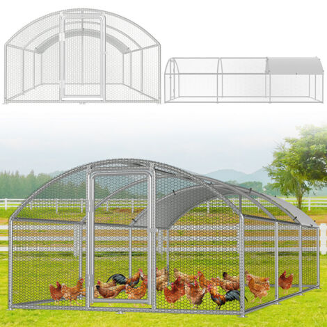 TolleTour Pollaio 3×6×2 m con tetto ad arco – Recinto per piccoli animali, voliera esterna, gabbia per polli in acciaio zincato