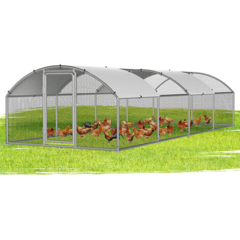 TolleTour Pollaio 3×8×2 m con tetto ad arco – Recinto per piccoli animali, voliera esterna, gabbia per polli in acciaio zincato
