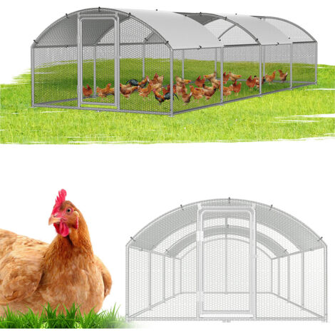 TolleTour Pollaio 3×8×2 m con tetto ad arco – Voliera esterna, recinto per piccoli animali, gabbia per polli in acciaio zincato