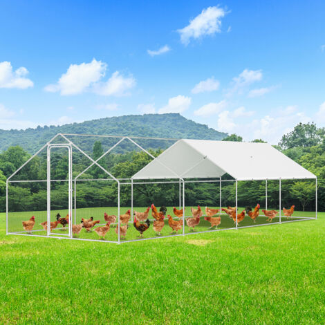 TolleTour Pollaio 3×8×2 m – Recinto per piccoli animali, voliera esterna, gabbia per polli in acciaio zincato con porta