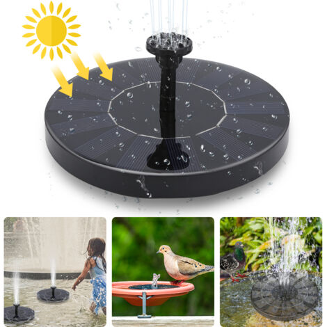 TolleTour Pompa per fontana solare da esterno 1,5 W Solare Portata 190 L/h 6 ugelli 16 cm Pompa solare per laghetti / piscine / decorazioni