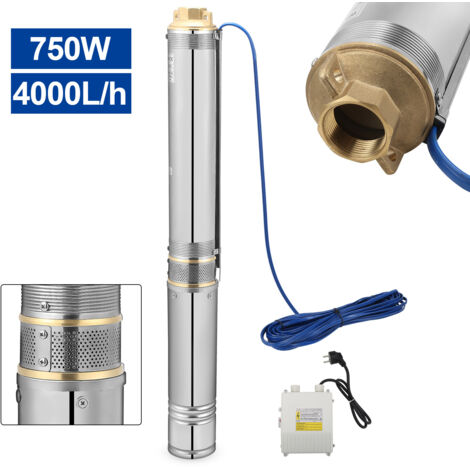 TolleTour Pompa sommersa per pozzi profondi 4 m3/h in acciaio inossidabile impermeabile 0,75 kW