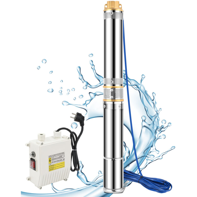 Tolletour - Pompe de puits 1100W Pompe submersible à eau de puits 12 turbines et capacité de pompage d'eau propre jusqu'à 4000L/h hauteur maximale de