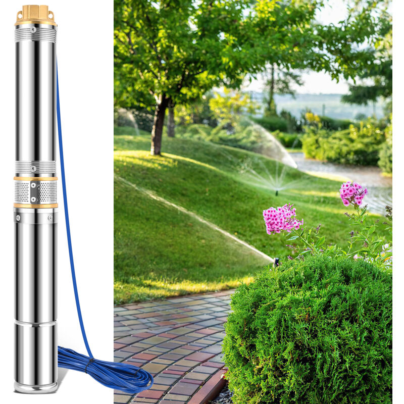 Pompe pour puits profond 4000L/h 750W Câble en acier inoxydable adapté de 20 m - Tolletour