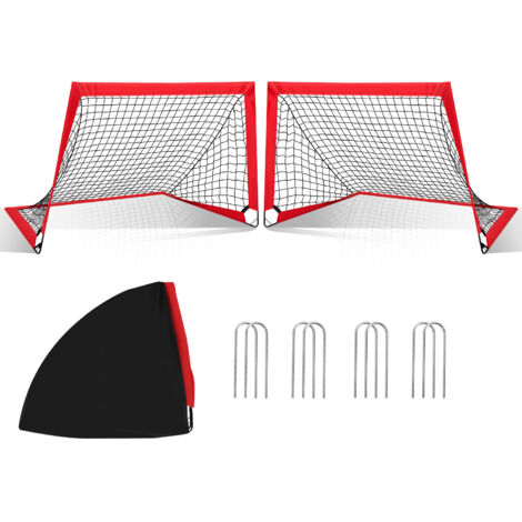 TolleTour Porta da calcio pop-up per bambini 2 pezzi 120 x 90 x 90 cm – Telaio in fibra di vetro con rete in Dacron e borsa per il trasporto