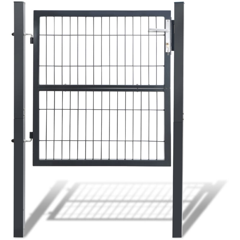 Portail de jardin Portillon de Jardin Grillagé. en Acier Galvanisé. Clôture avec Serrure. Porte 100 x 100cm. Gris - Tolletour