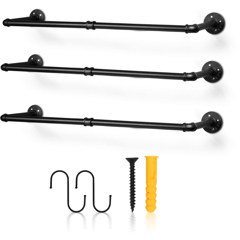 Tolletour - Portemanteau Mural, Barres de Suspension pour vêtements, Imitation Tuyau, Style Industriel, 92 x 30 cm, Charge 65 kg, Montage Facile,
