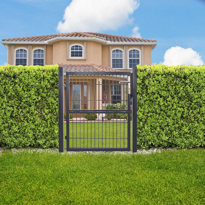 Portillon de Jardin Grillagé. en Acier Galvanisé. Clôture avec Serrure. Porte 100 x 100cm. Gris - Tolletour