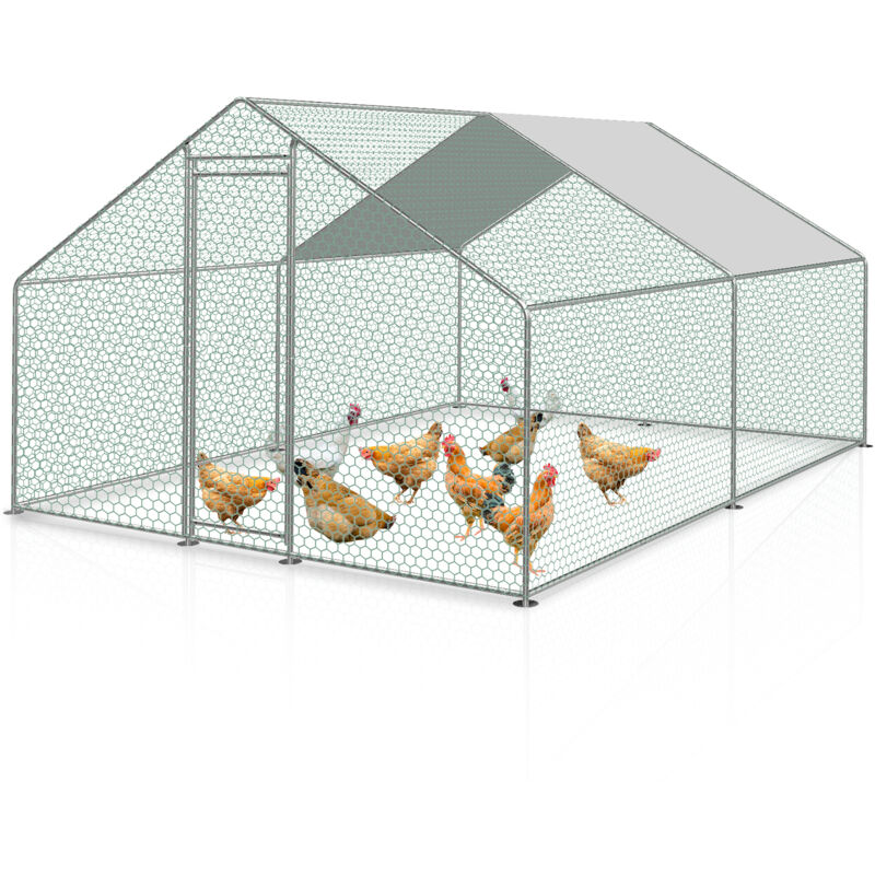 Tolletour - Poulailler xxl Enclos d'extérieur beaucoup d'espace pour poules, lapins et autres petits animaux, cadre en acier 3 x 3 x 2 m