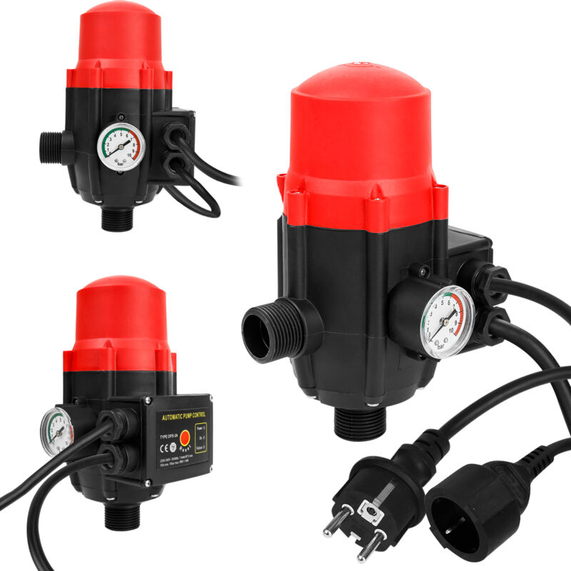 Pressostat Jardin Contrôleur 10 bar max 1.1kw de pression de pompe avec câble Rouge - Tolletour
