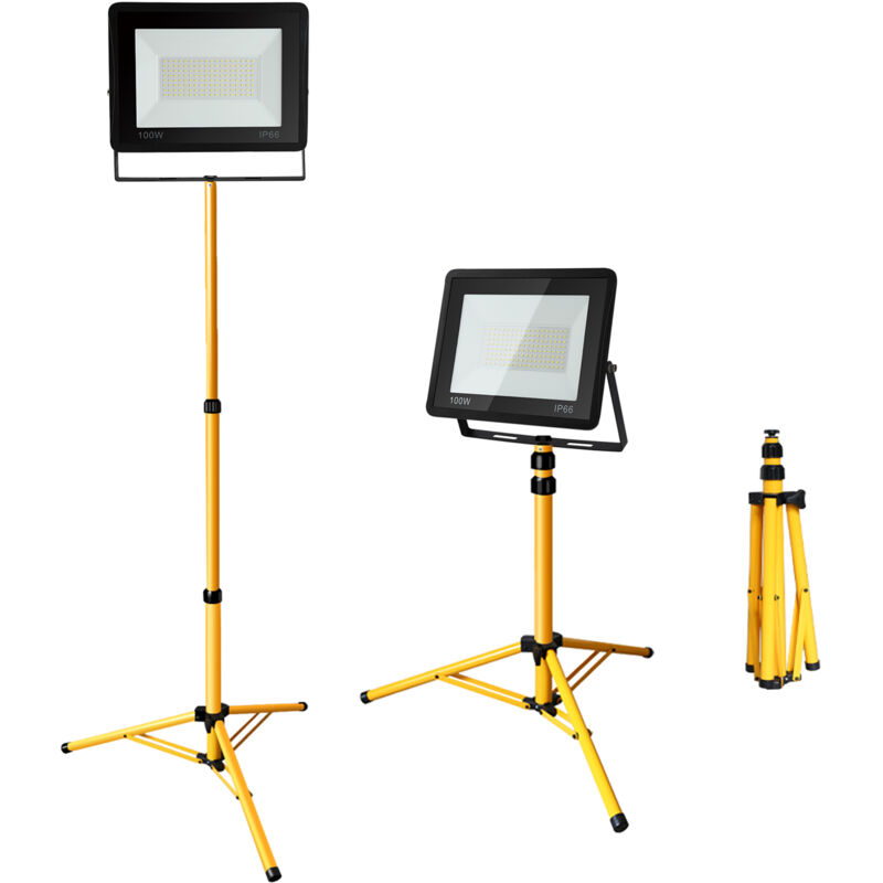Projecteurs led à l'extérieur avec trépied Spot éclairage extérieurs étanches pour jardin garage 100W Blanc Froid - Tolletour