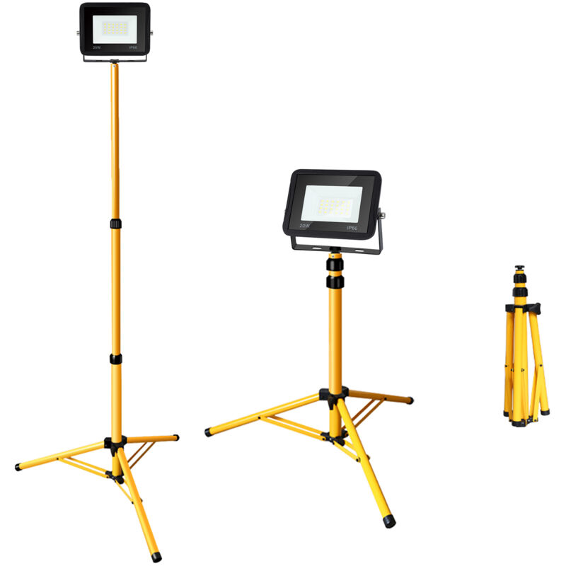 Projecteurs led à l'extérieur avec trépied Spot éclairage extérieurs étanches pour jardin garage 20W Blanc Froid - Tolletour