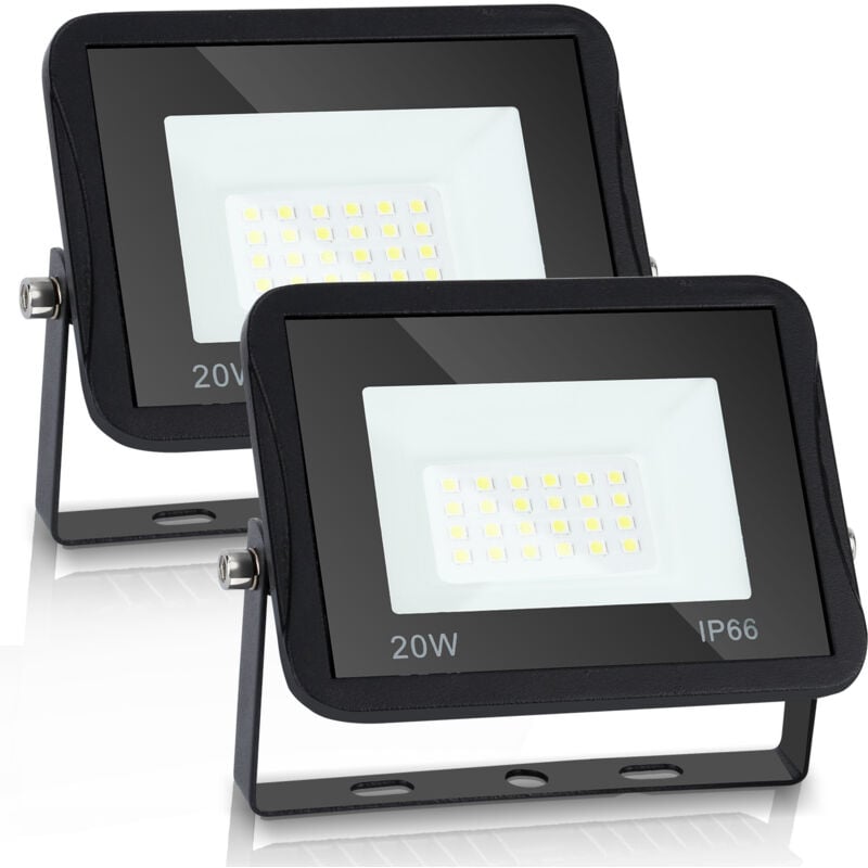 Swanew 2x Projecteur led 20W Proline Blanc froid IP65 Haute Luminosité Radiateur