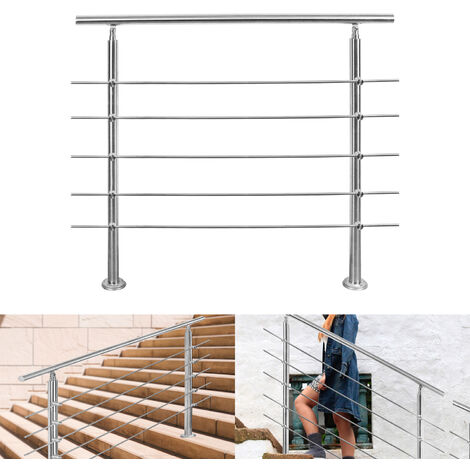 TolleTour Rampe d'escalier acier inoxydable main courante balustrade Garde-corps argenté