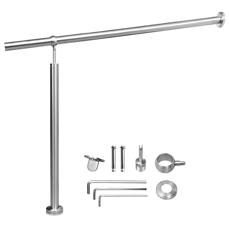 Rampe Escalier Inoxydable Main Courante en Rampe d'escalier pour Escalier Extérieu/intérieur Angle réglable Fixation Mur 100cm - Tolletour