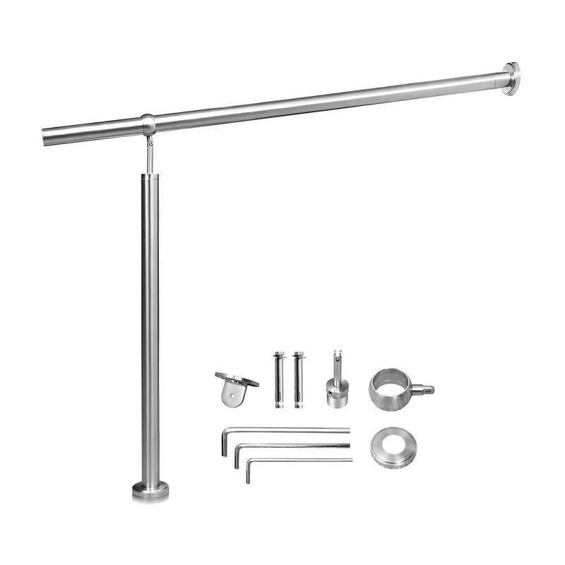 Rampe Escalier Inoxydable Main Courante en Rampe d'escalier pour Escalier Extérieu/intérieur Angle réglable Fixation Mur 180cm - Tolletour