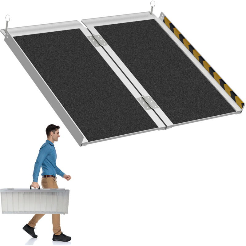 Rampe pour Fauteuil Roulant Rampe de chargement 2x Portable Alu Surface antidérapante Rampe d'Accès Capacité 270KG 61cm