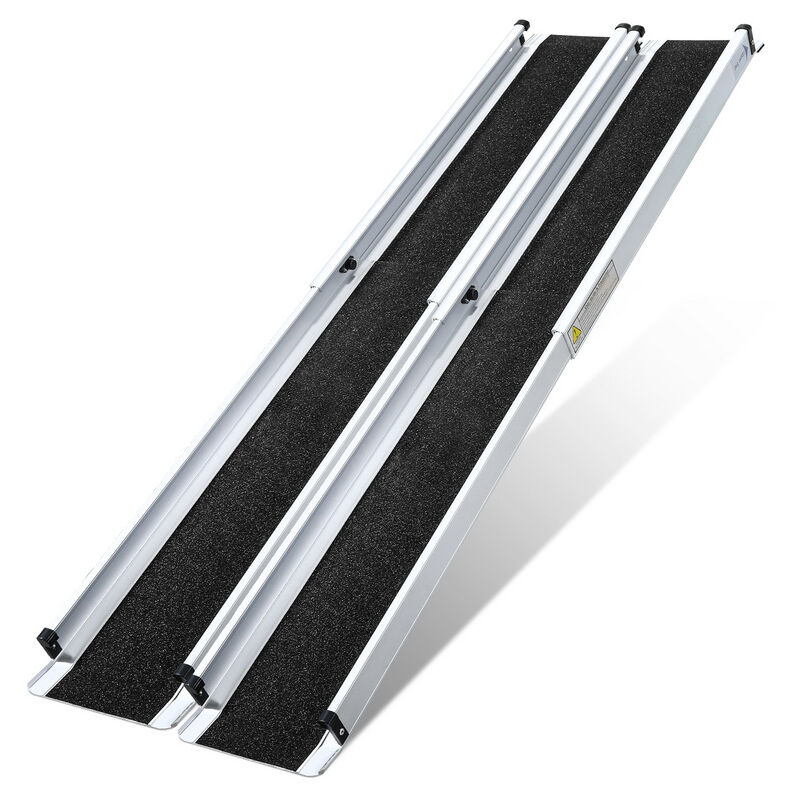 Rampe pour Fauteuil Roulant Rampe de chargement Portable 152cm Alu Surface antidérapante Rampe d'Accès Valise Capacité 300KG