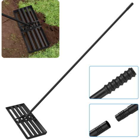 TolleTour Rastrello per livellamento del prato 75 x 25 cm con manico in acciaio, utensile da giardino