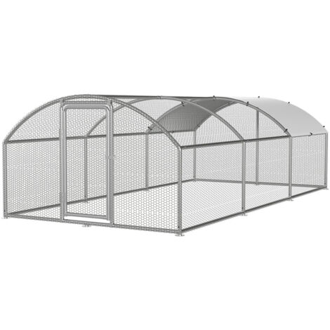 TolleTour Recinto 3×6×2 m con tetto ad arco – Pollaio in metallo accessibile, superficie di 18 m², porta con serratura, recinto per polli e piccoli animali