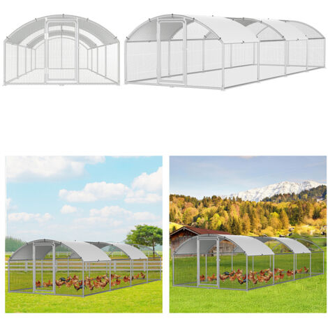 TolleTour Recinto 3×8×2 m con tetto ad arco – Pollaio in metallo accessibile, superficie di 24 m², porta con serratura, recinto per polli e piccoli animali